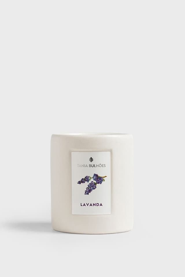 Lavanda Mini Vela Porcelana Branca 60g